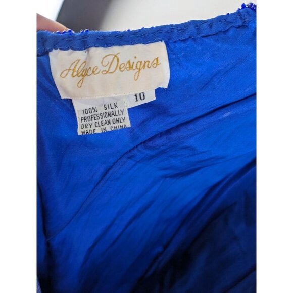 Vintage Alyce Designs Blue Gown Size 10 Sequined Silk Evening Dress - Picture 3 of 11